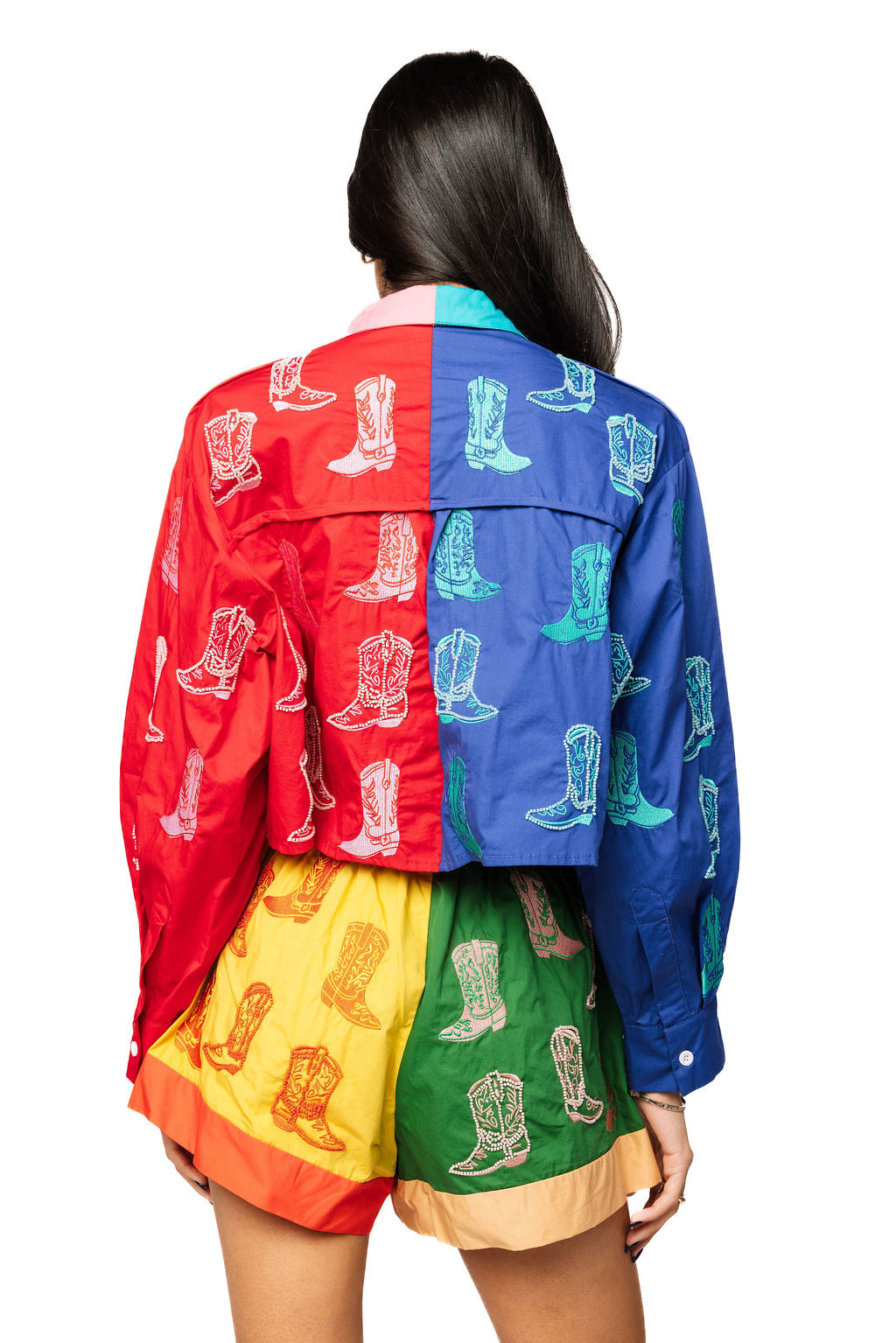 Queen of Sparkles colorblock cotton boot button-up long sleeve product image 1.