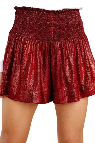Queen of Sparkles dark red wavy shorts product image 1.