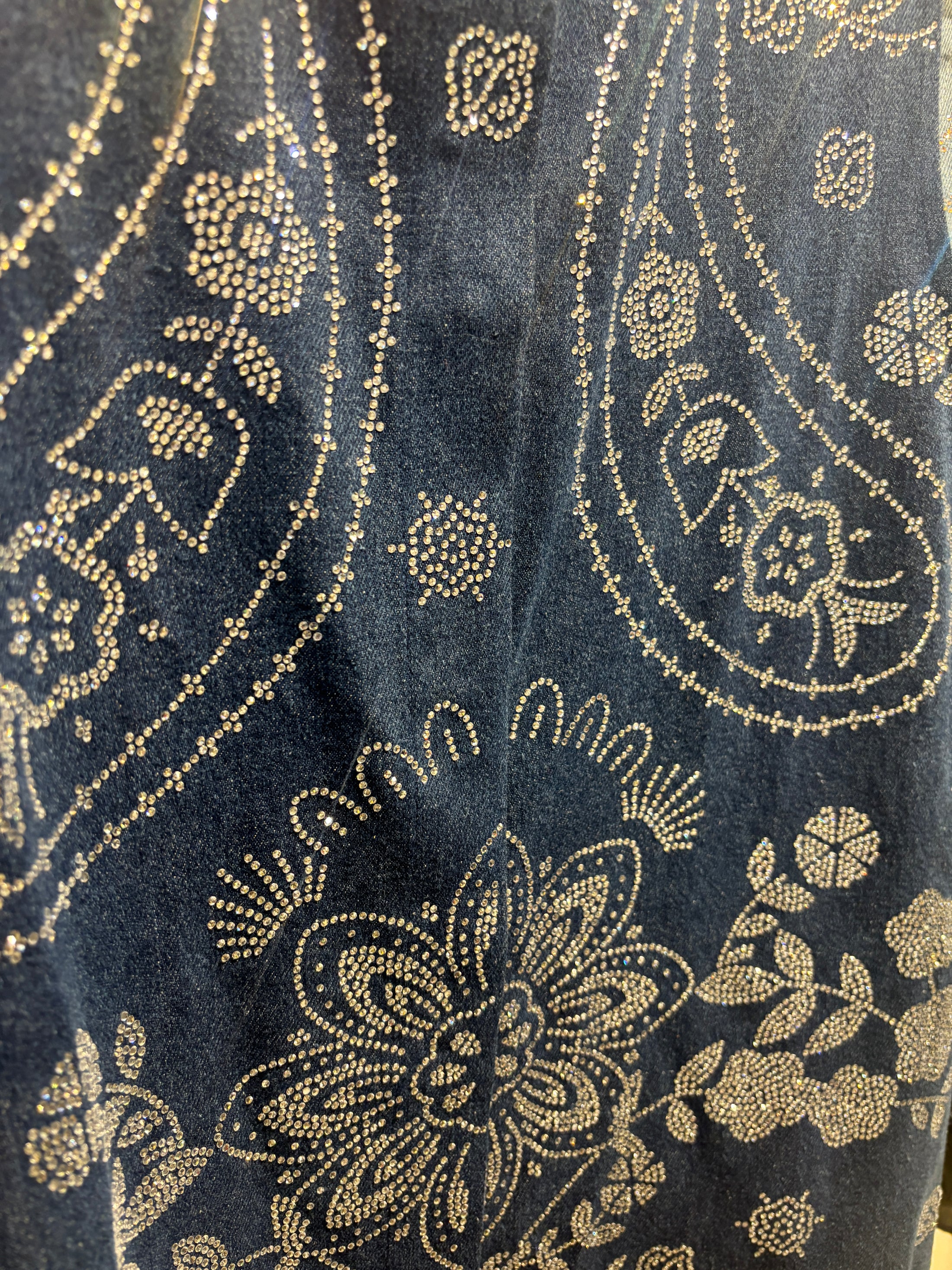 Queen of Sparkles Denim Rhinestone Paisley Button Up Tank Dress - Leopard Grove product image 01