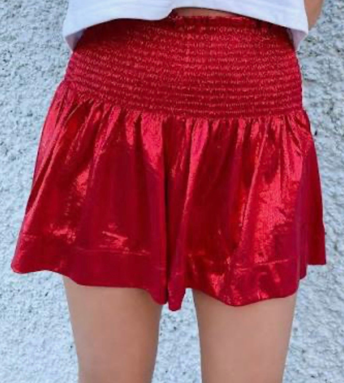 Queen of Sparkles Red Wavy Shorts - Leopard Grove product image 01