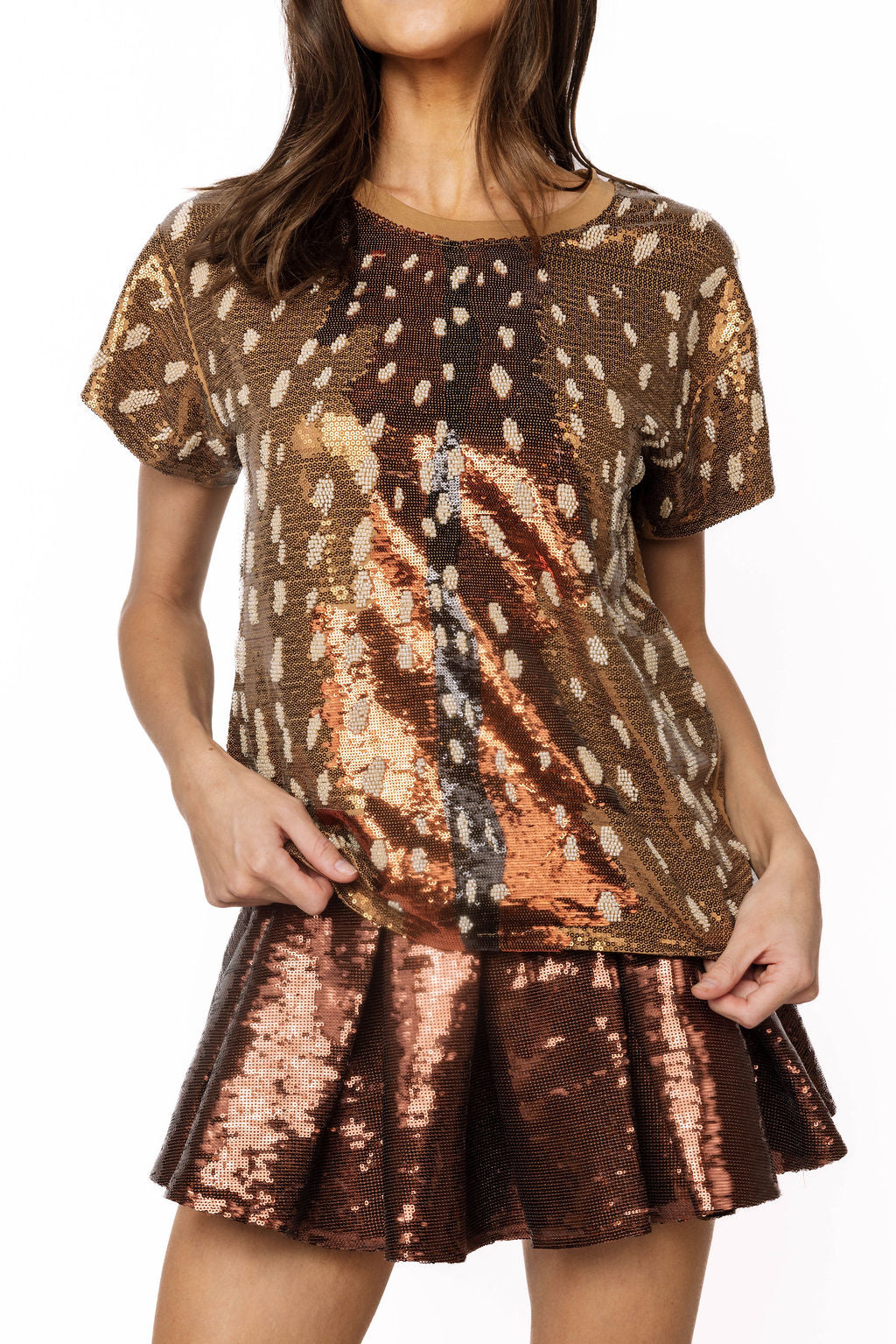 Queen of Sparkles Sequin Deer Tee - Leopard Grove product image 02