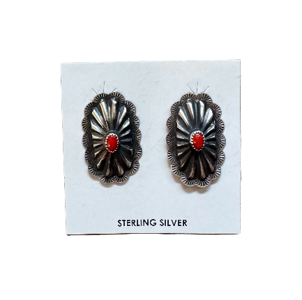 Red Stud Earrings Concho earrings – Sterling Silver — product photo.