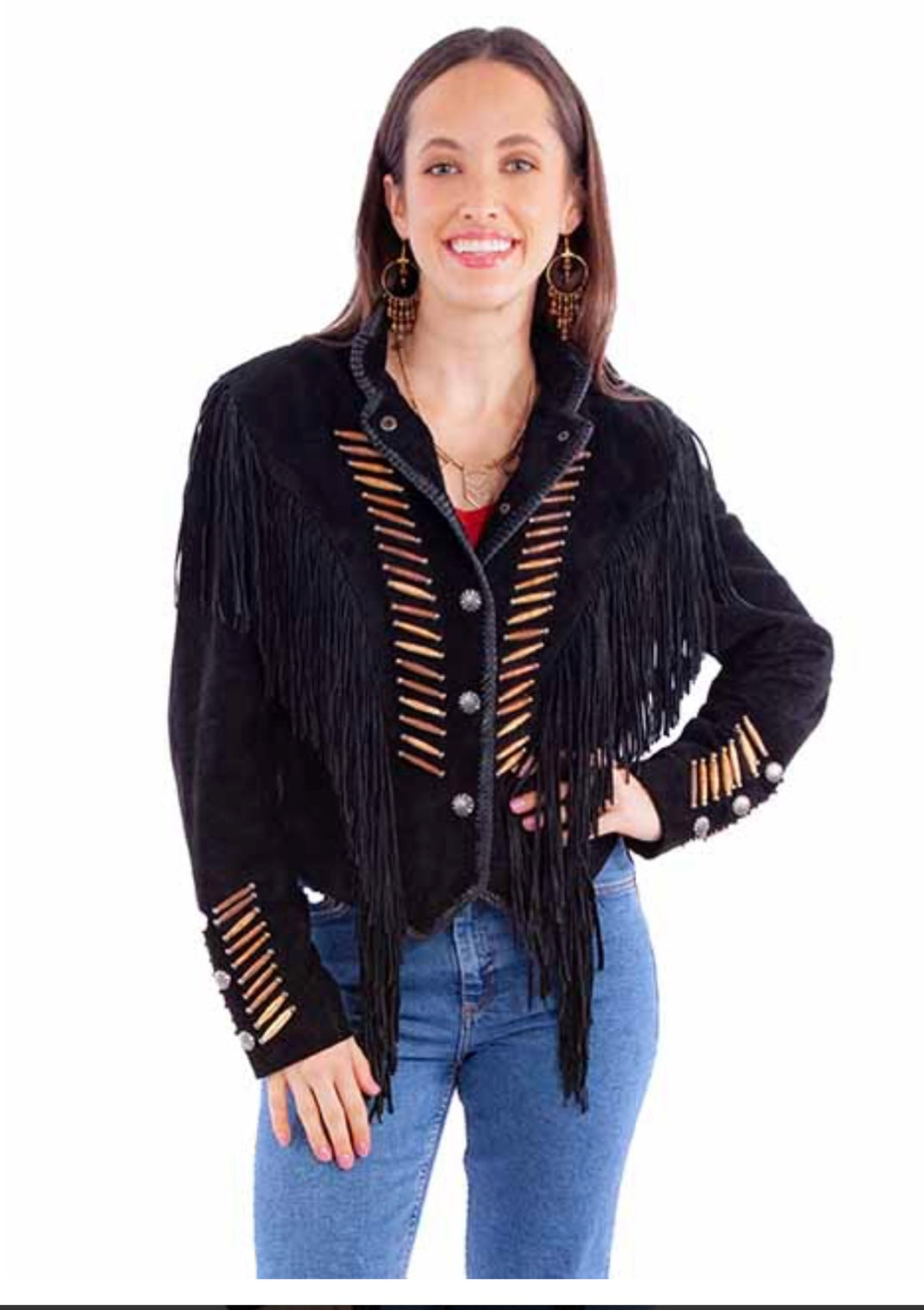 Scully black suede fringe jacket product image.