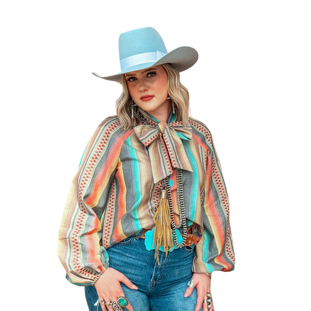 Silverado Apparel Elise Tie Blouse Artesia Serape by Silverado Apparel & Home - western serape blouse product image 01