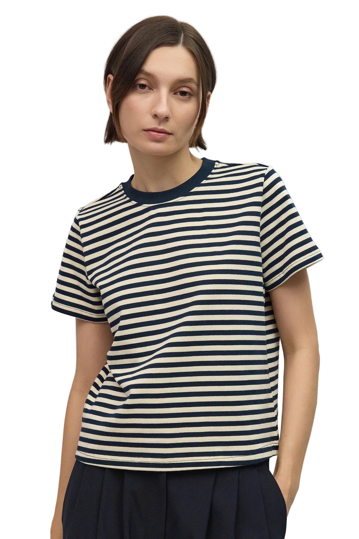 Striped Tee - Brown and Cream by Mod Ref - Leopard Grove product image 01