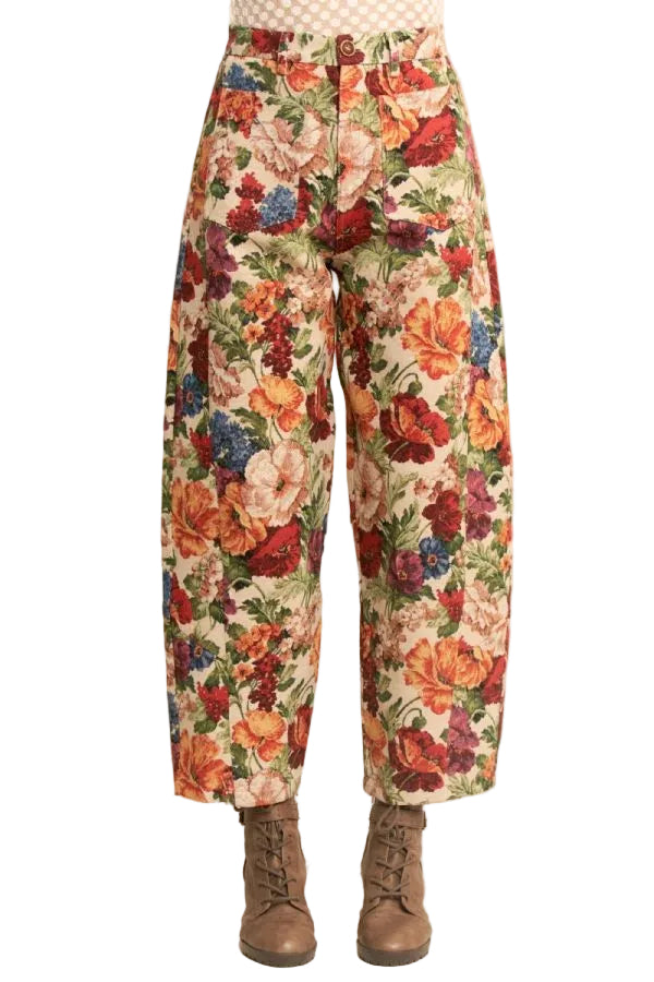 Tapestry cargo joggers in floral red and pink product image 1.