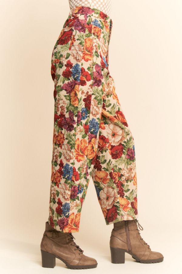 Tapestry cargo joggers in floral red and pink product image 2.