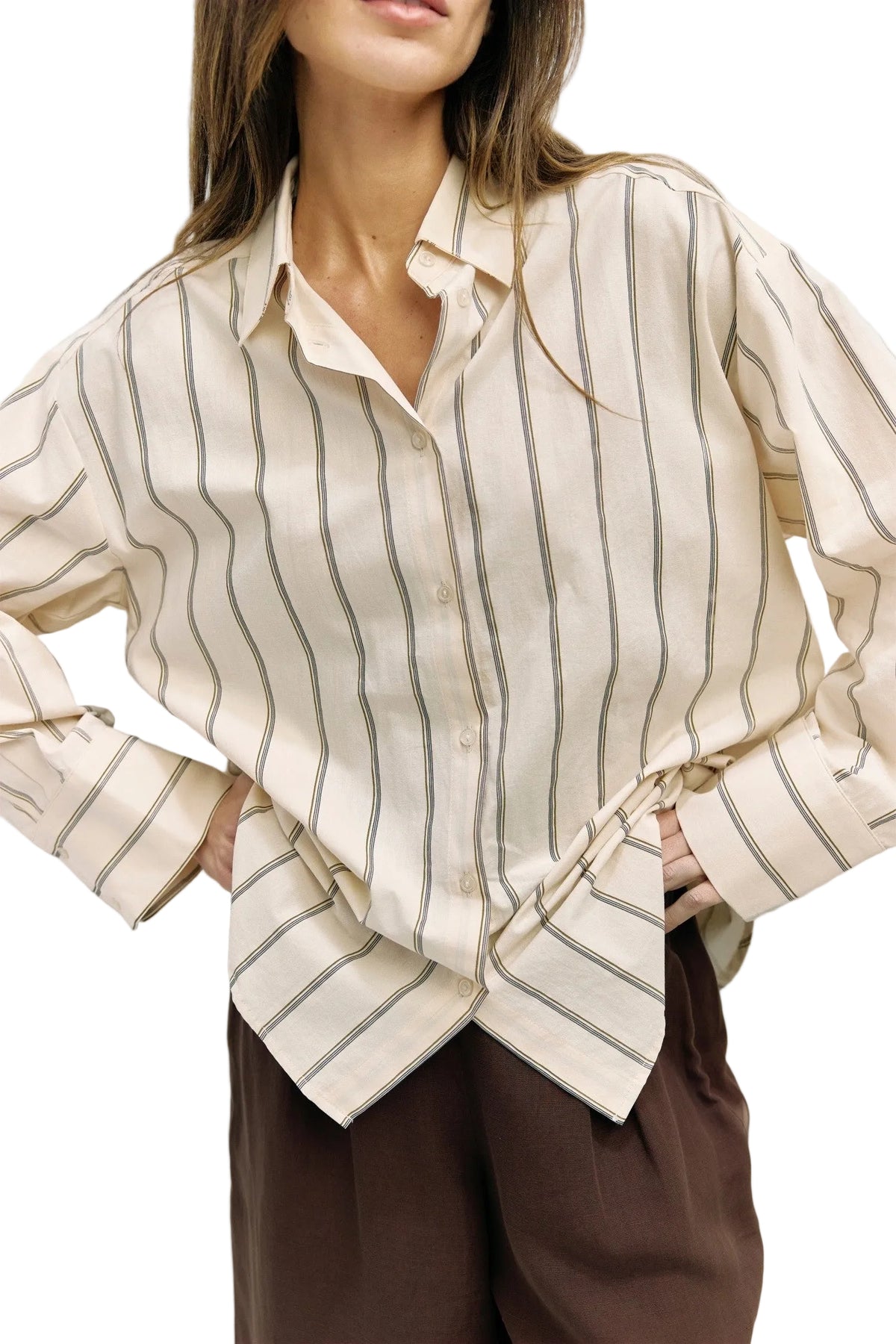 Button Up Blouse in Cream by Mod Ref