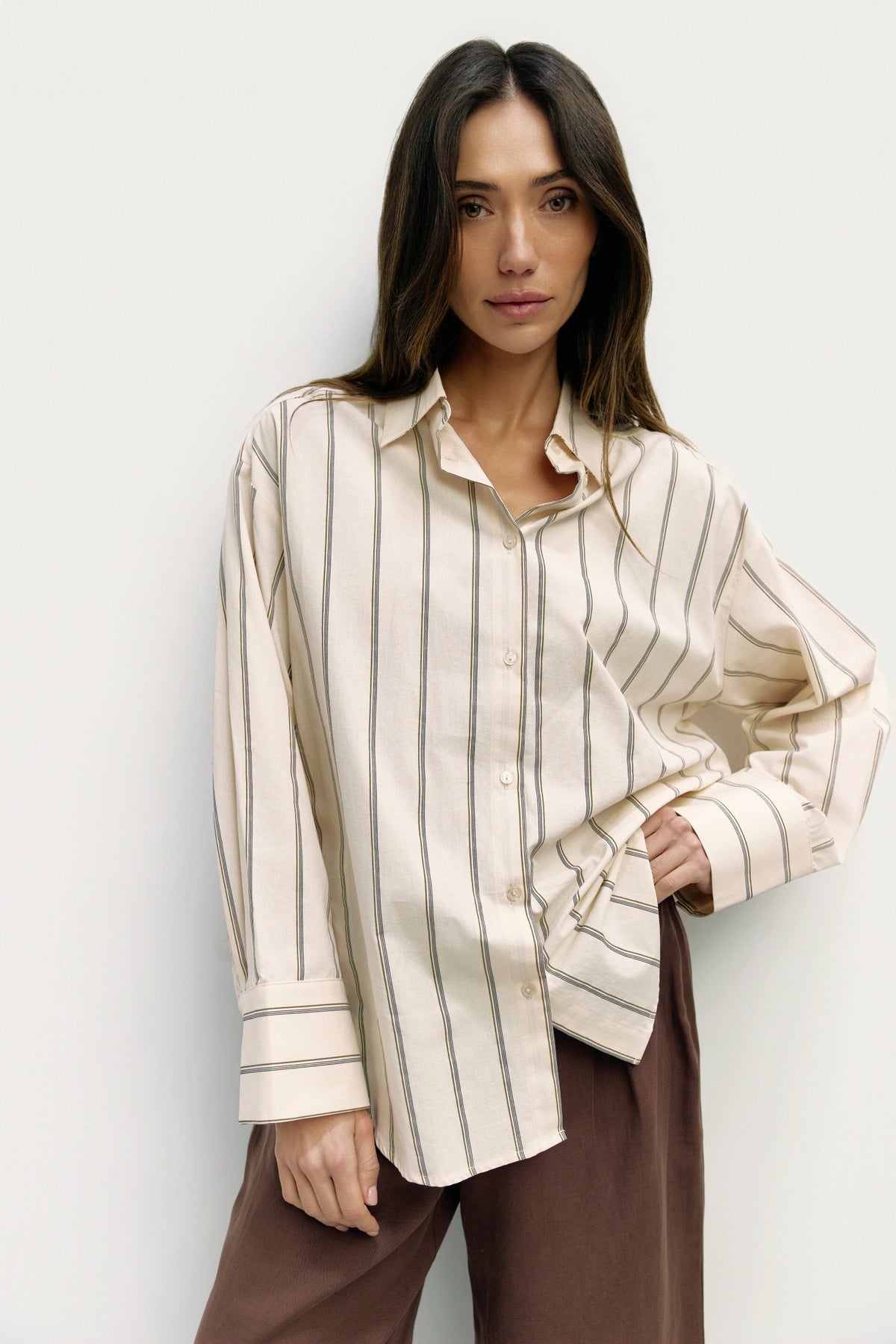 Button Up Blouse in Cream by Mod Ref