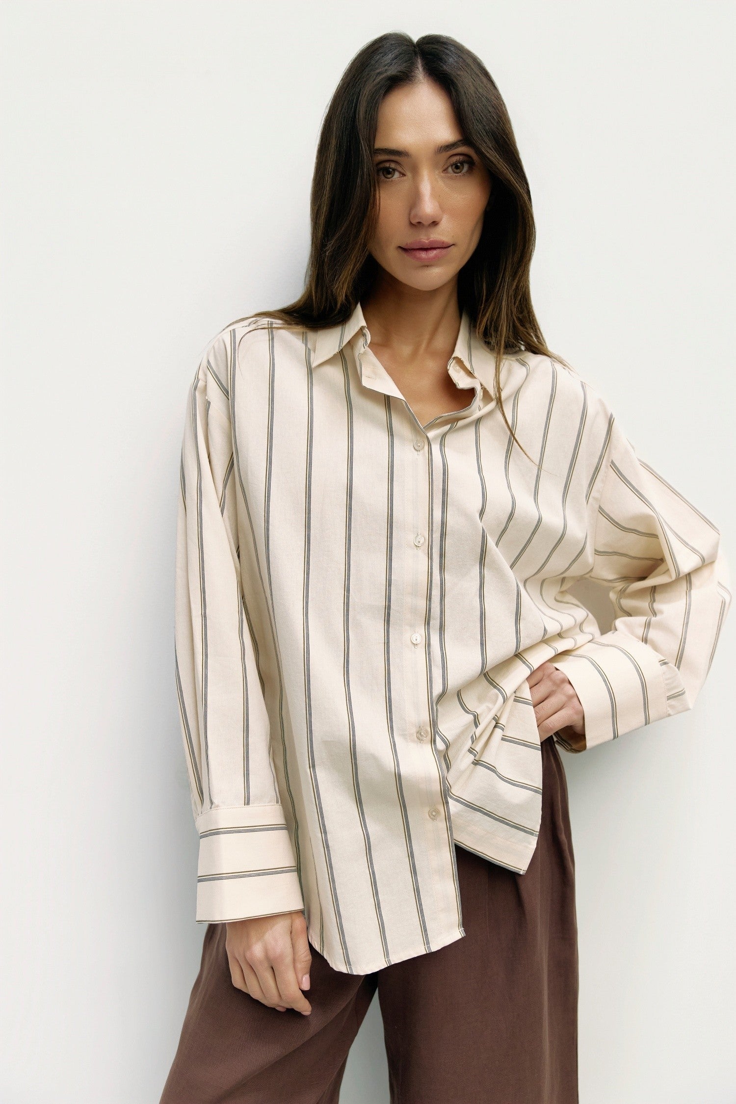 Button Up Blouse in Cream by Mod Ref