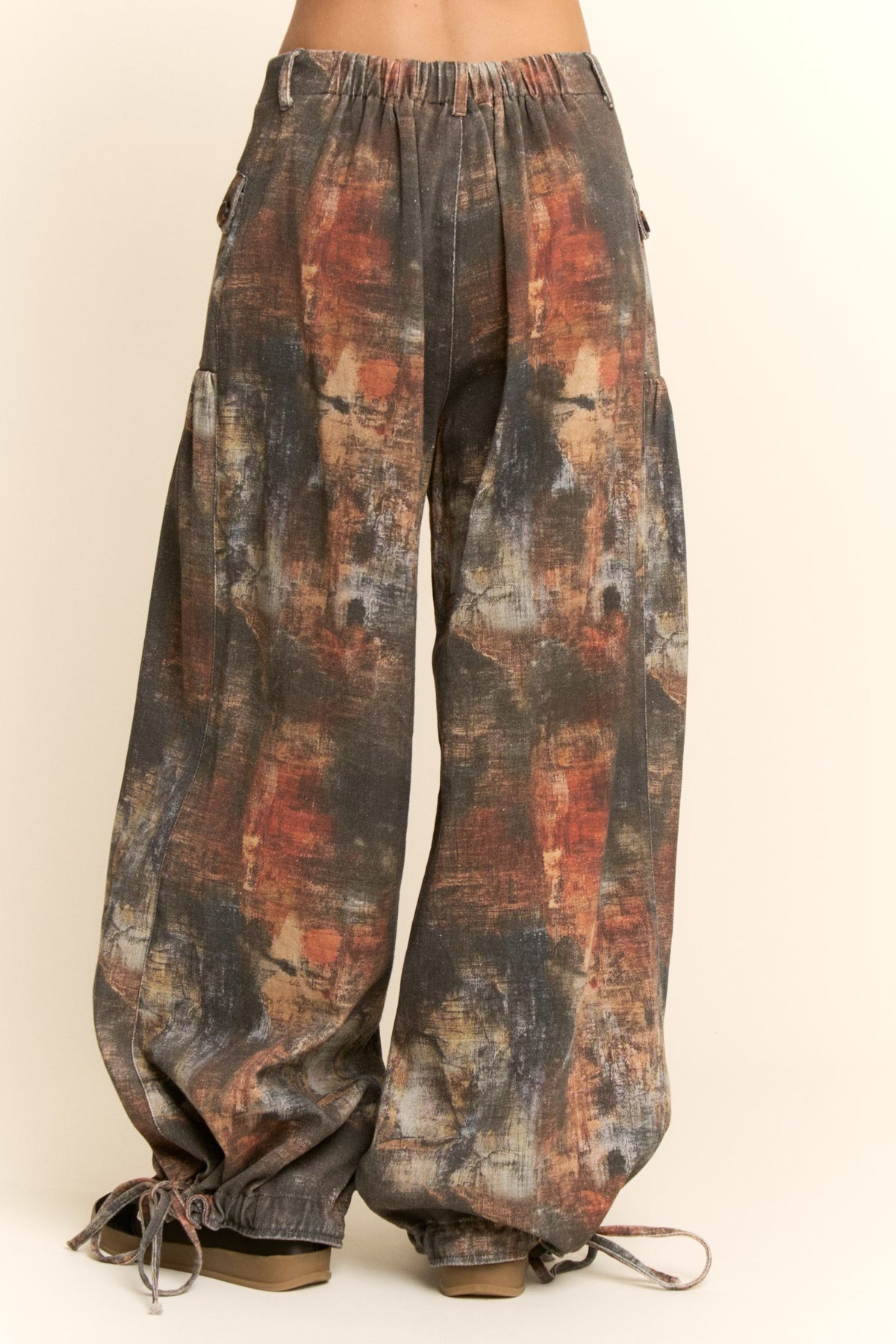 Tie Dyed Print Denim Wide-Leg Pants Charcoal by Davi&Dani - Leopard Grove product image 01