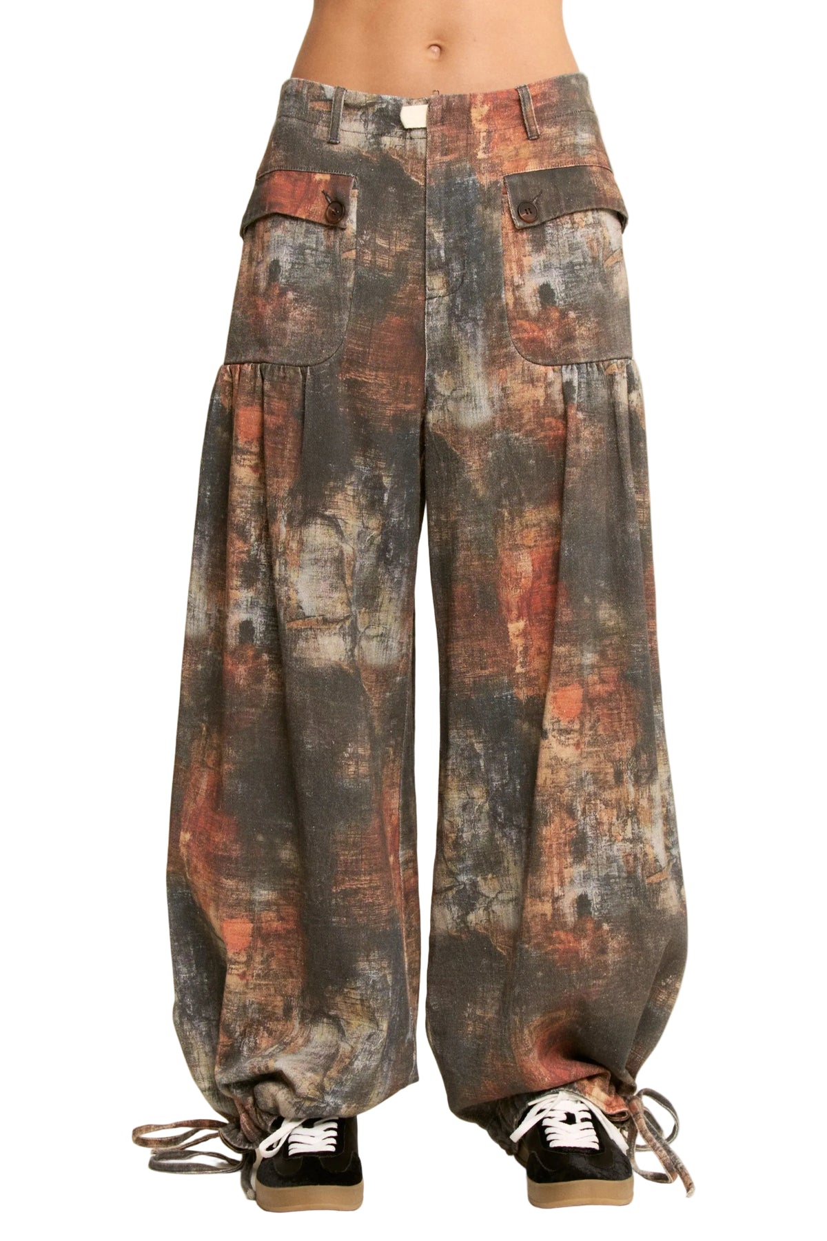 Tie Dyed Print Denim Wide-Leg Pants Charcoal by Davi&Dani - Leopard Grove product image 02