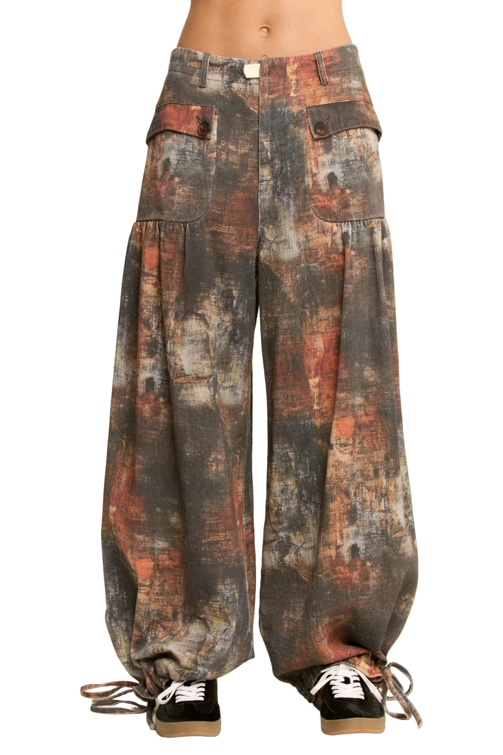 Tie Dyed Print Denim Wide-Leg Pants Charcoal by Davi&Dani - Leopard Grove product image 02