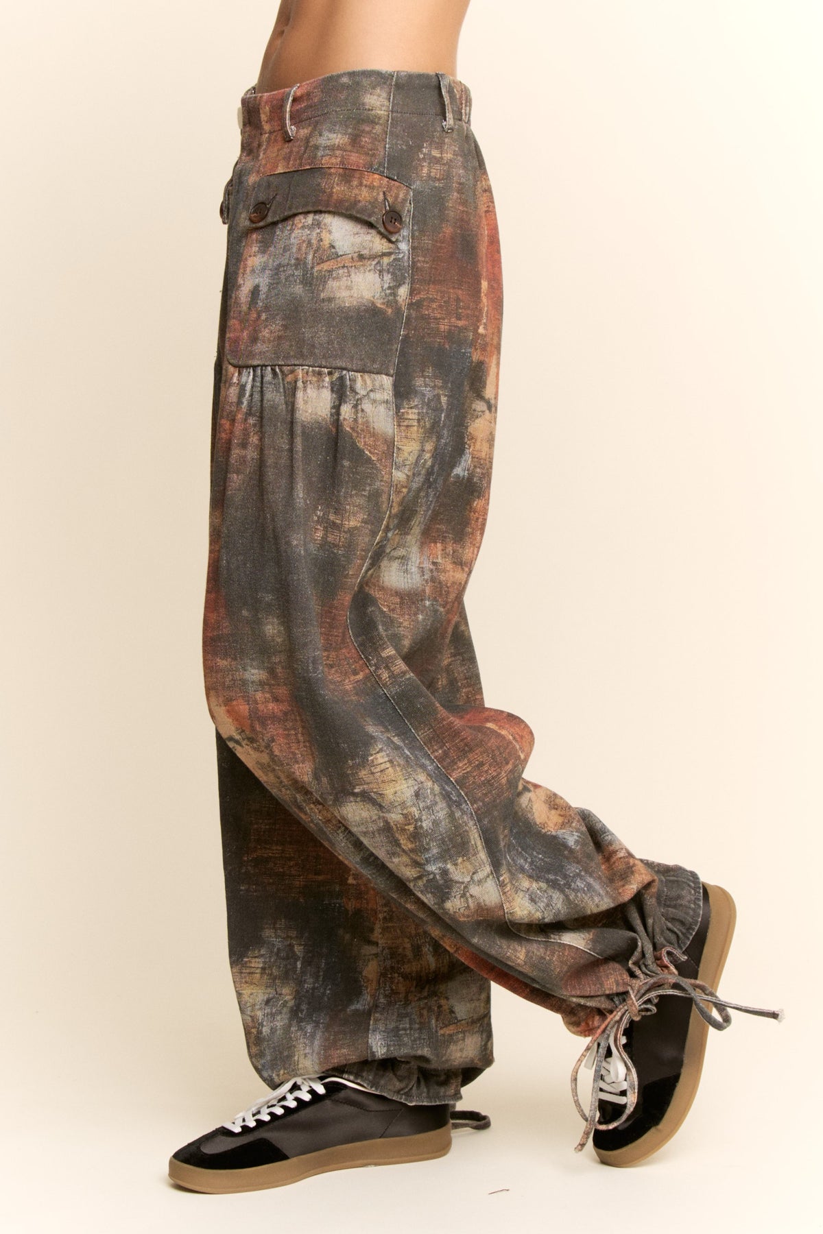 Tie Dyed Print Denim Wide-Leg Pants Charcoal by Davi&Dani - Leopard Grove product image 03