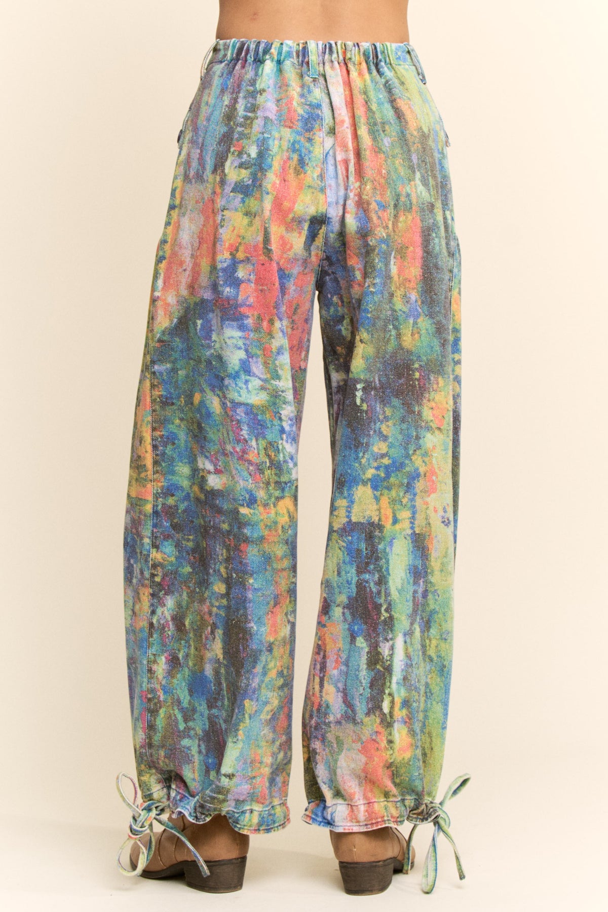 Tie Dyed Print Denim Wide-Leg Pants Lime Green Cobalt by Davi&Dani - Leopard Grove product image 02