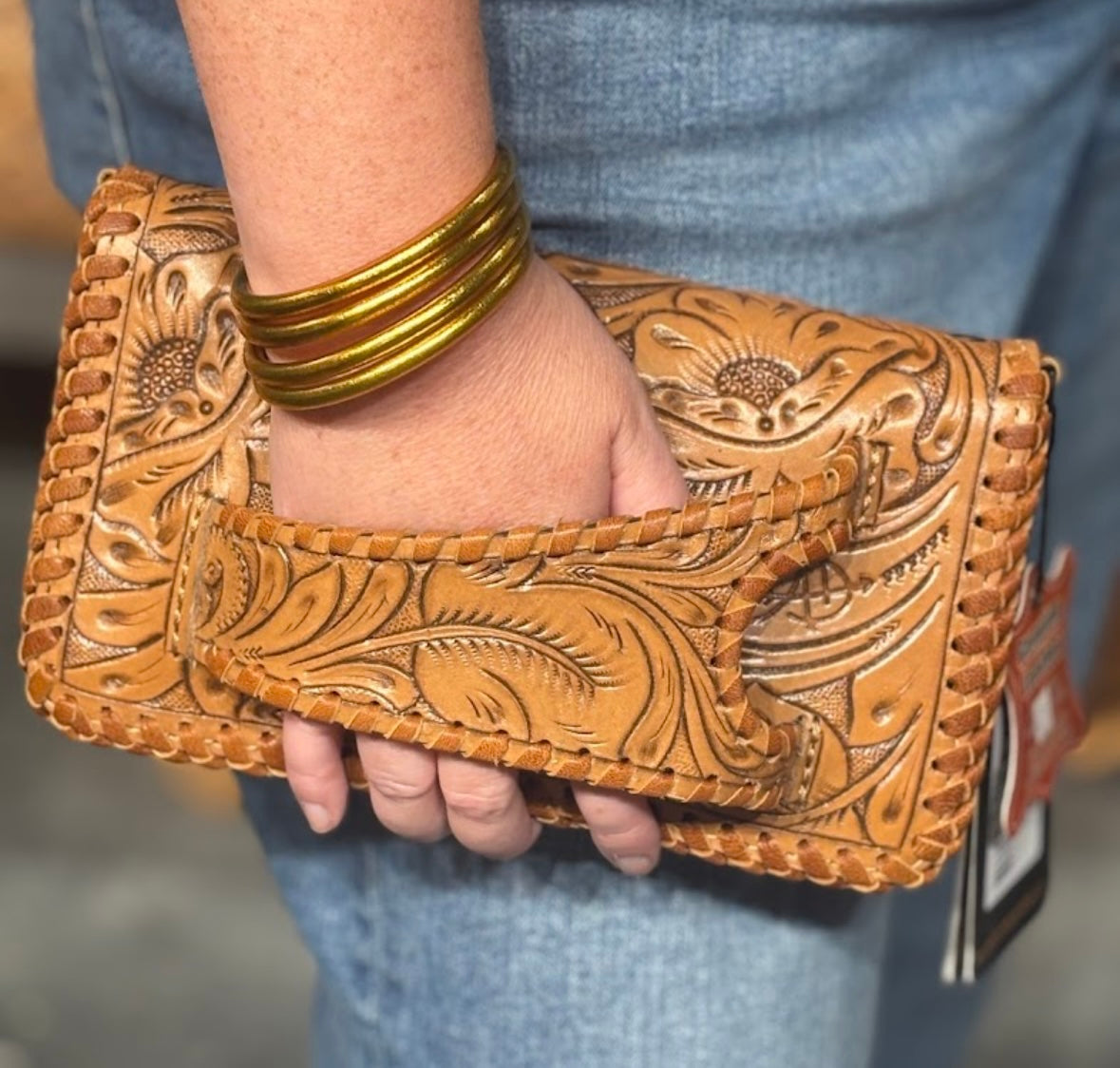 Tooled Leather Clutch by American Darling - Leopard Grove product image 01