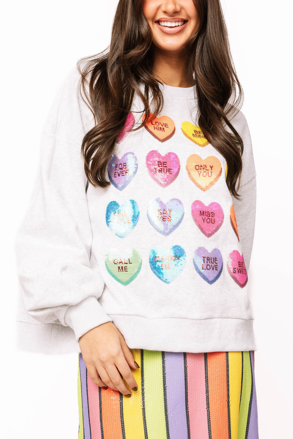 Queen of Sparkles Light Grey Sweetheart Sweatshirt