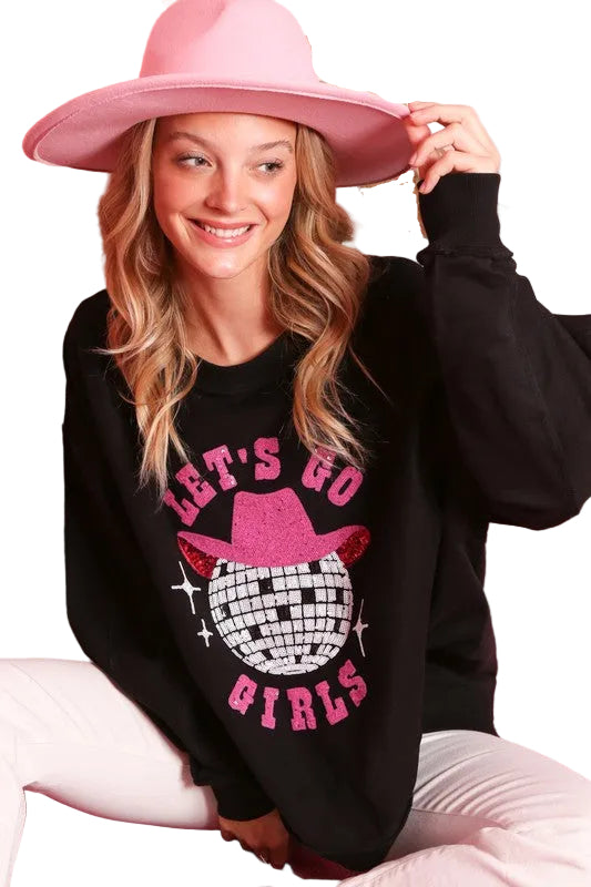 Let's Go Girls Rhinestone Sweatshirt by Fantastic Fawn