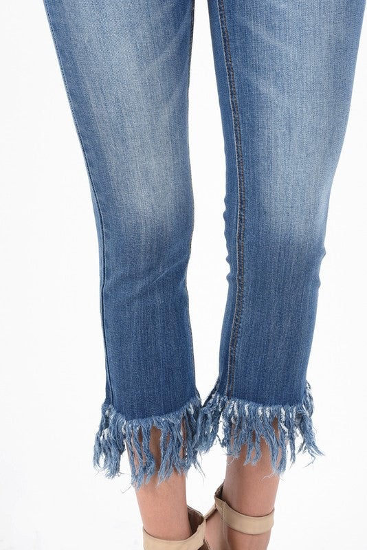 Judy Blue I'm So Frayed Mid-Rise Crop Straight Jeans