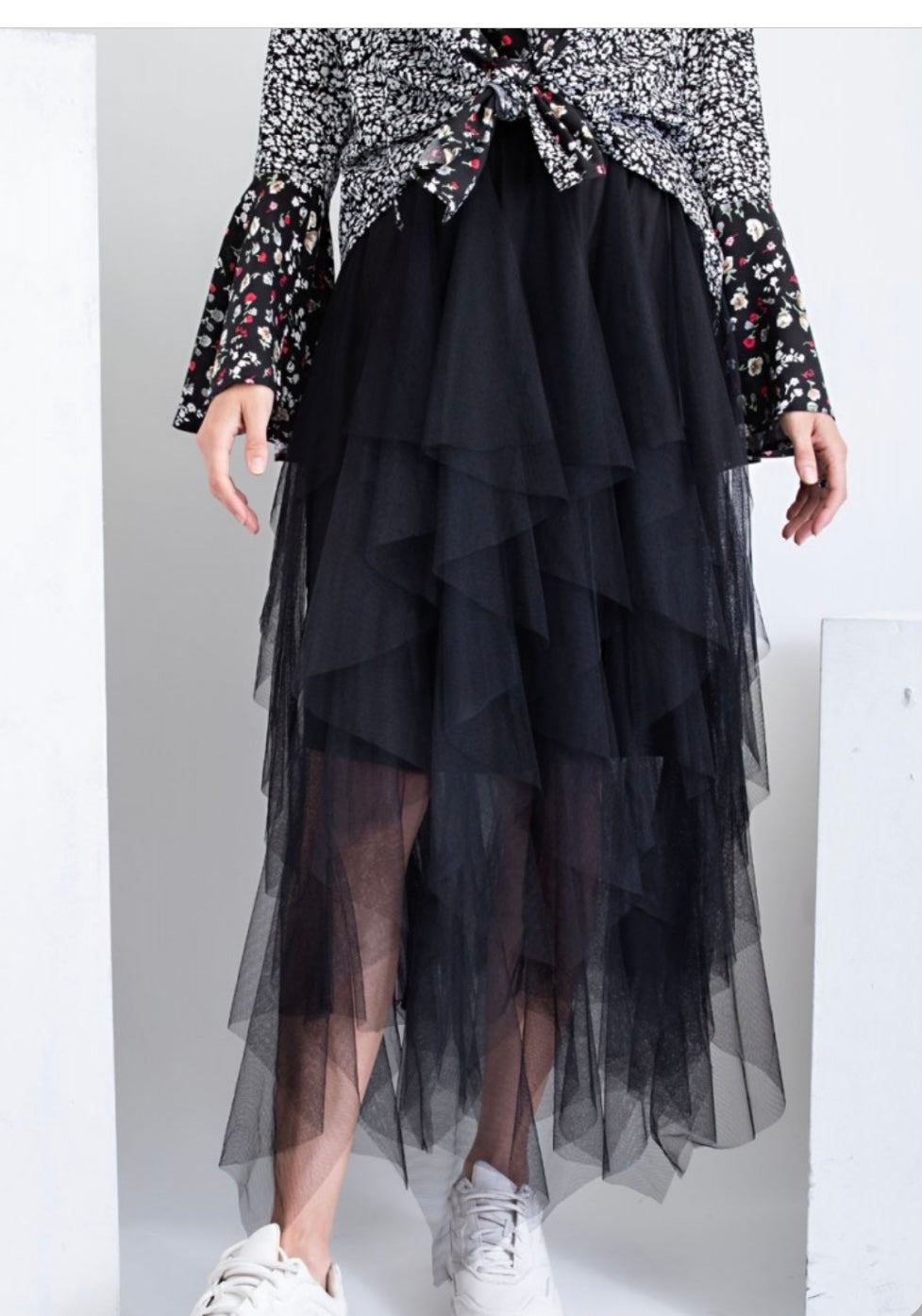 Mesh Ballerina Maxi Skirt - Black by Easel Online