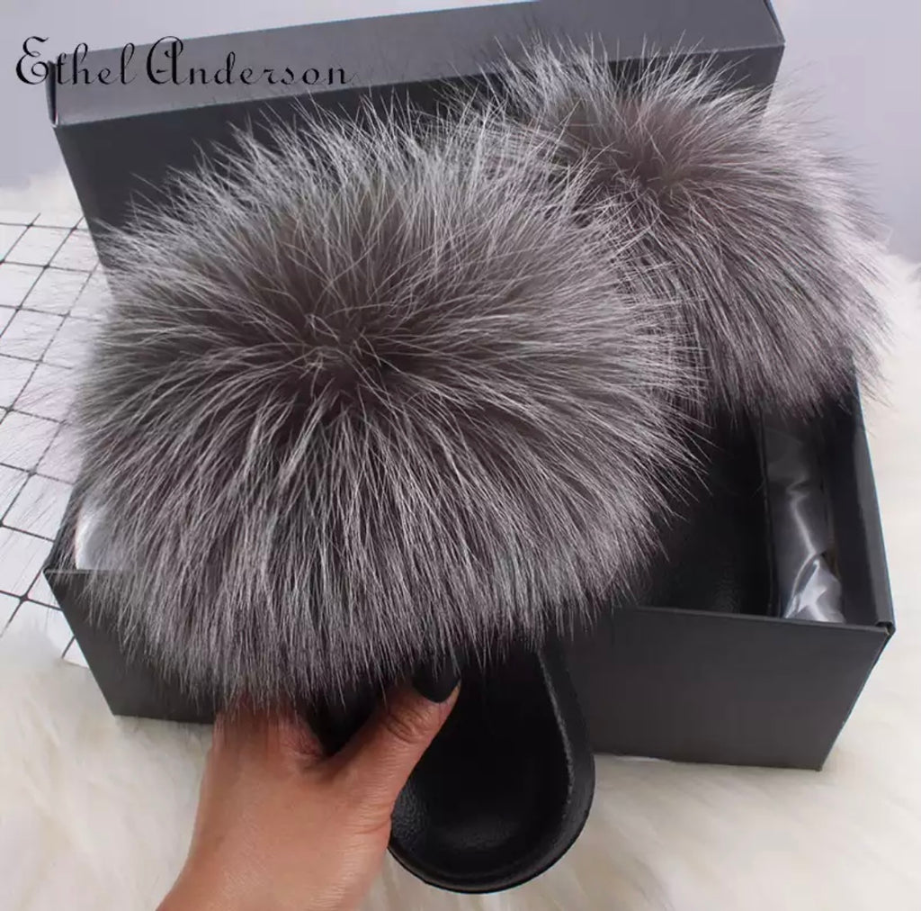 Fur Slides - Real Fox Fur