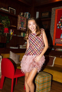 Queen of Sparkles Light Pink Diamond Feather Dress