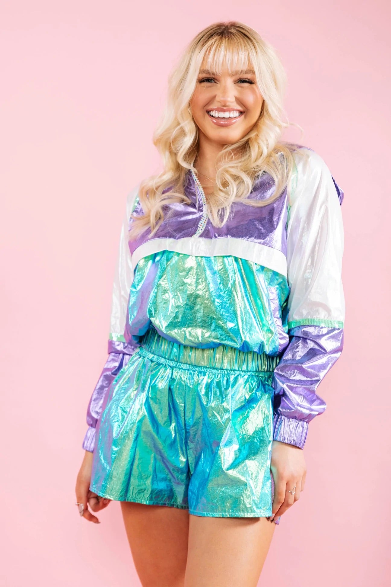 Queen of Sparkles Light Purple and Green Metallic Active Hoody