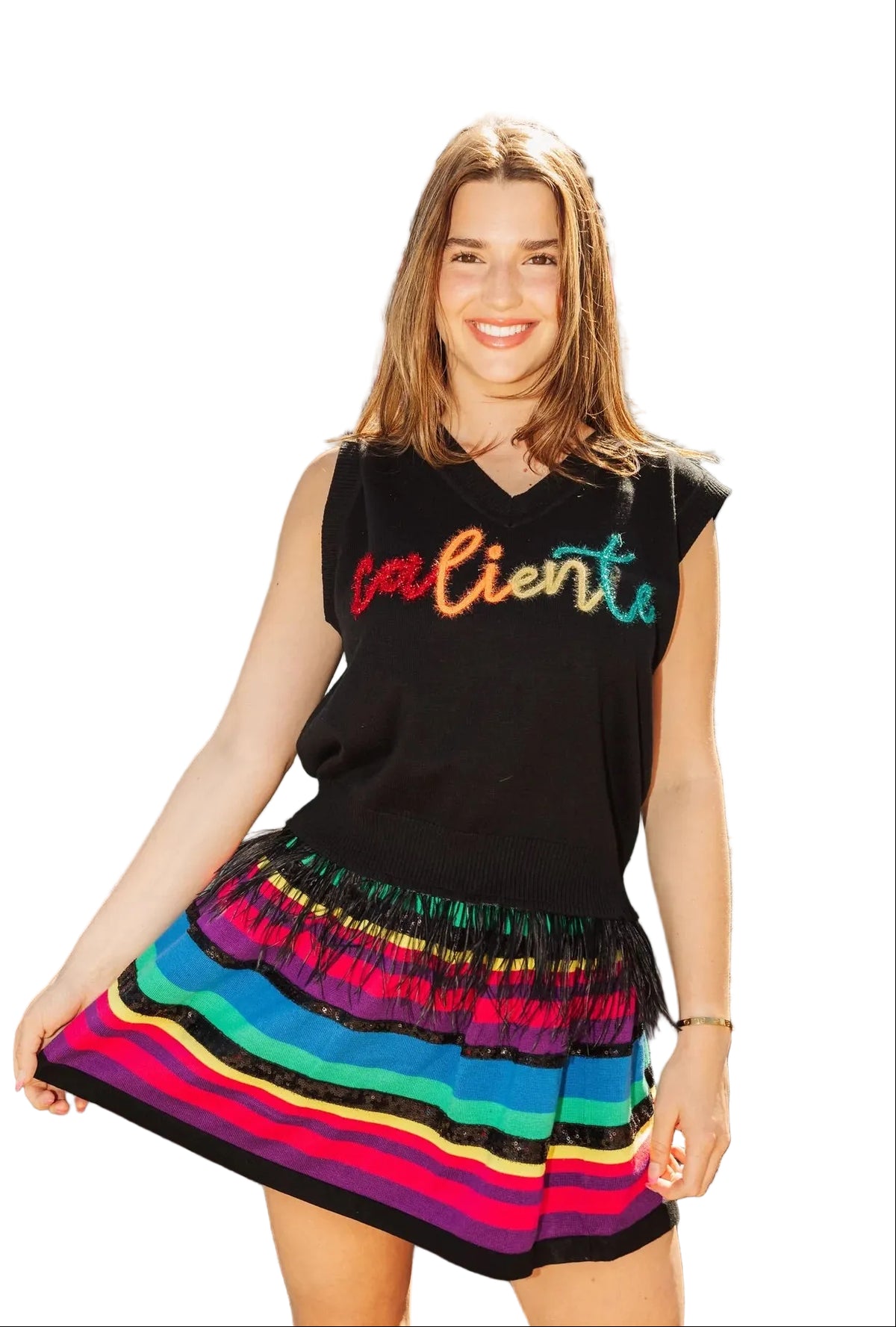 Queen of Sparkles Caliente Feather Sweater Tank
