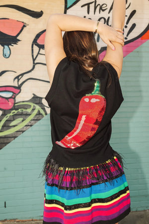 Queen of Sparkles Caliente Feather Sweater Tank