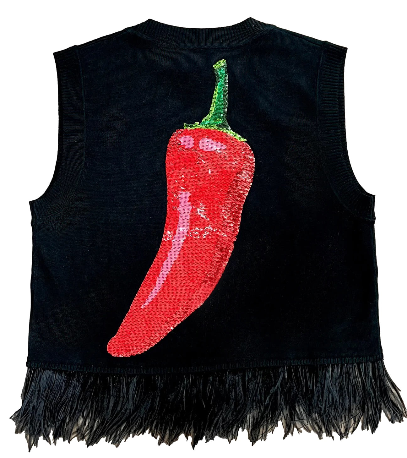 Queen of Sparkles Caliente Feather Sweater Tank