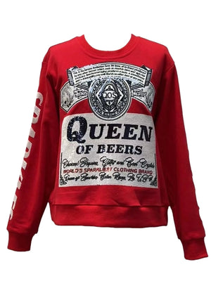 Queen of Sparkles Queen of Beer Red Sweatshirt