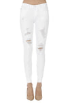 womens white jean distressed destroyed skinny stretch jean