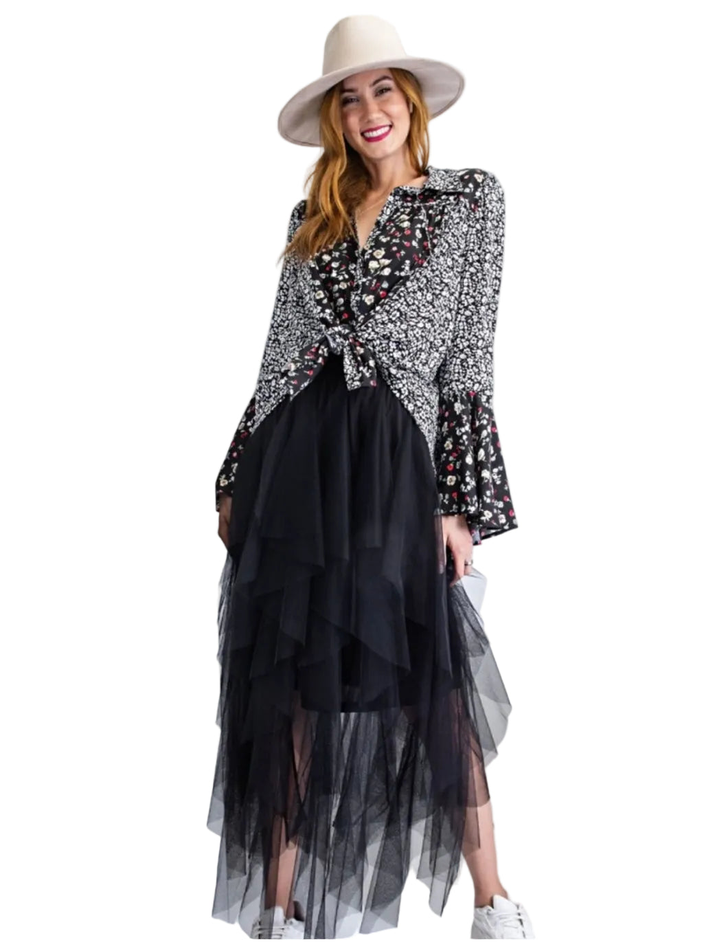 Mesh Ballerina Maxi Skirt - Black