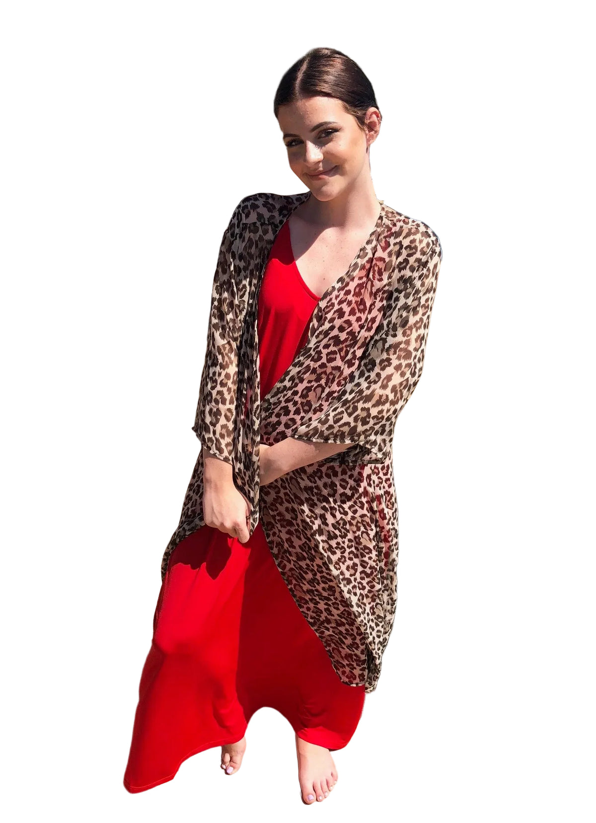 Kimono duster cheetah leopard long chiffon