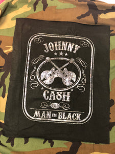 camo jacket johnny cash man in black country music vintage rock band grunge street wear coat sequin