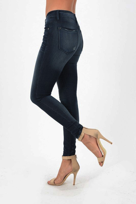 denim jeans rayon dark blue skinny junior plus size stretchy shinny