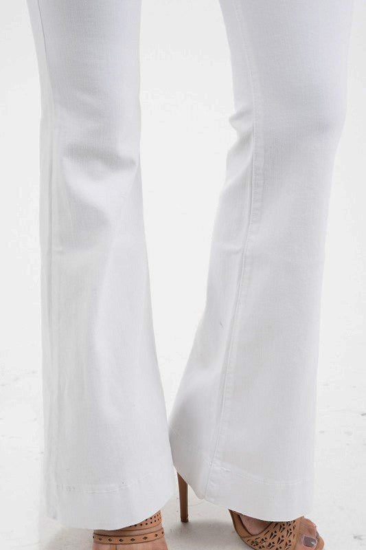 white bell bottom stretch jeans mid rise stretchy summer jeans boho jeans