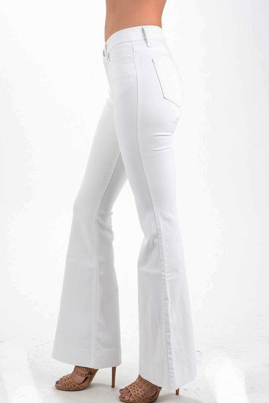 white bell bottom stretch jeans mid rise stretchy summer jeans boho jeans