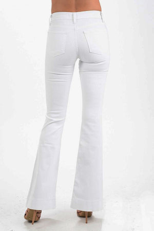 white bell bottom stretch jeans mid rise stretchy summer jeans boho jeans
