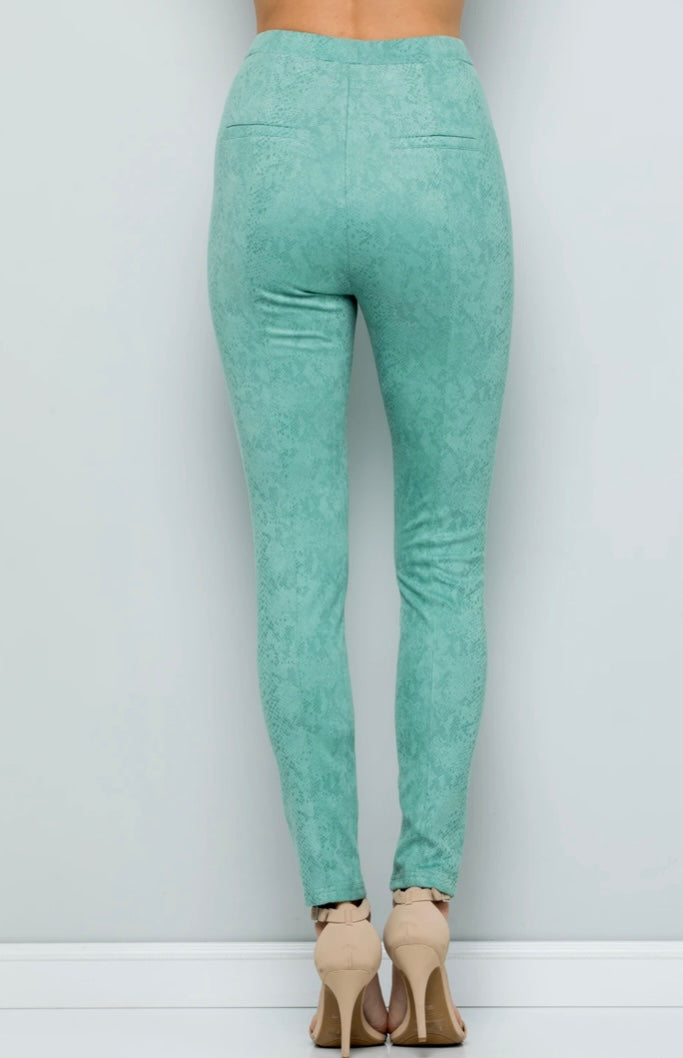 Snake Print Pants - Turquoise/Mint by See and Be Seen